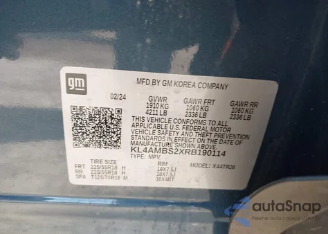 2024 Buick Encore Gx Preferred Fwd from USA, damaged, VIN KL4AMBS2XRB190114